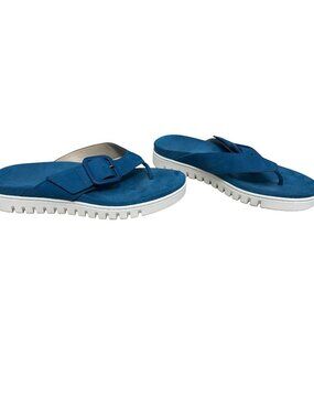 Vionic Uptown Marin Leather Toe Post Sandal Teal Thong Sandals Women's Size 10